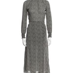 Reformation Maxi Dress Size 12 Black White Floral Long Sleeve High Neck Cute